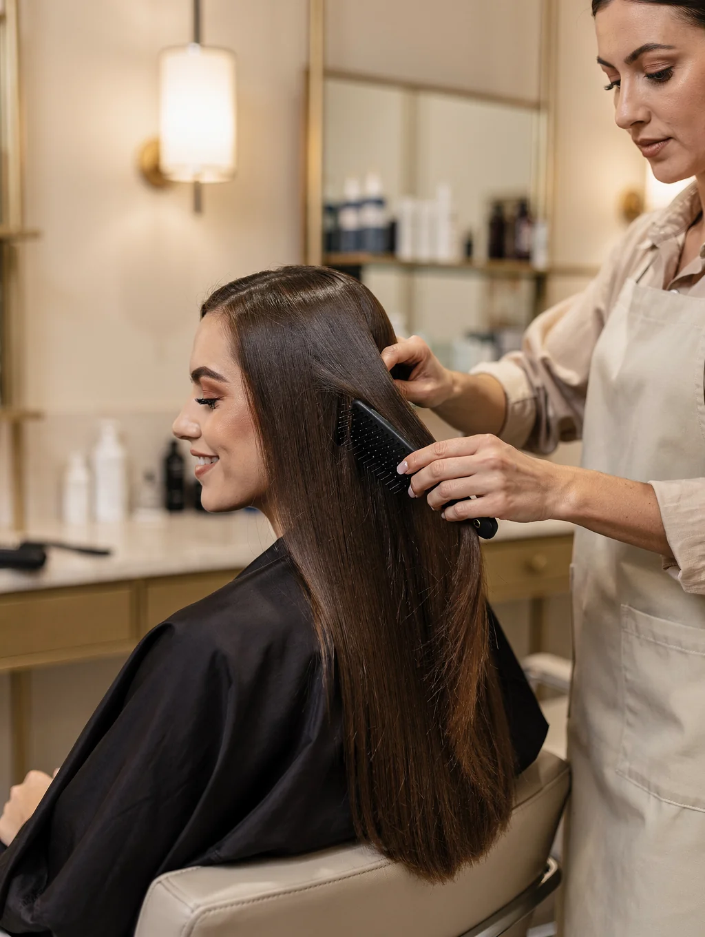 Professional hair stylist working in modern salon setting